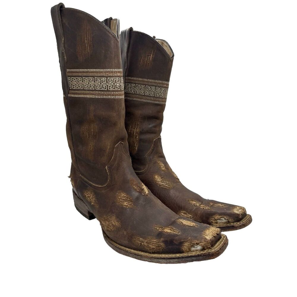 Men’s Boots and Leather Size 8  Brown And Metal Holes Tres Garcia